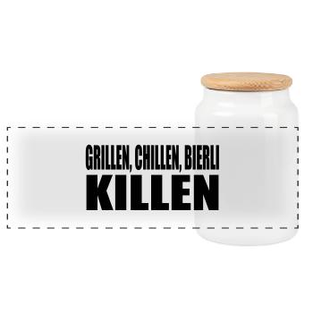 barbecue froid kill Bierli - Boîte à biscuits avec couvercle en bois - blanc - Devant