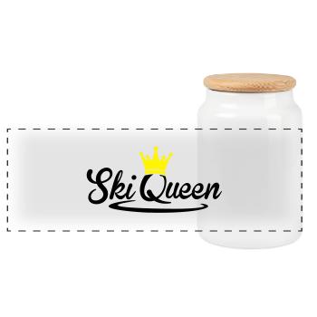Reine de ski - snow Queen - tour de ski snowboard - Boîte à biscuits avec couvercle en bois - blanc - Devant