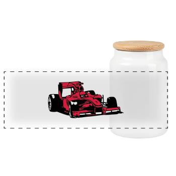 cb47_formula1_2c uk - Panoramic Cookie Jar with Wooden Lid - white - Front