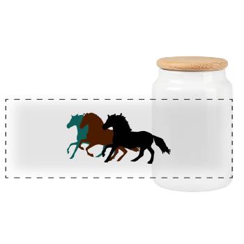 drei_pferde_pferd - Boîte à biscuits avec couvercle en bois - blanc - Devant