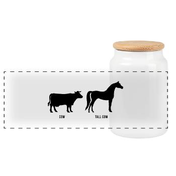 Cow Cow vs Grand - Boîte à biscuits avec couvercle en bois - blanc - Devant