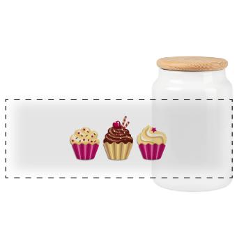 Cupcake - Muffin - Donut - Eis - Schokolade - DD - Boîte à biscuits avec couvercle en bois - blanc - Devant