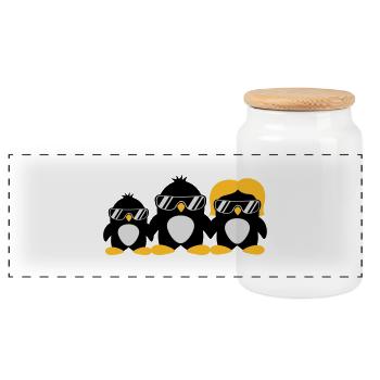 Cool Penguin Family - Boîte à biscuits avec couvercle en bois - blanc - Devant
