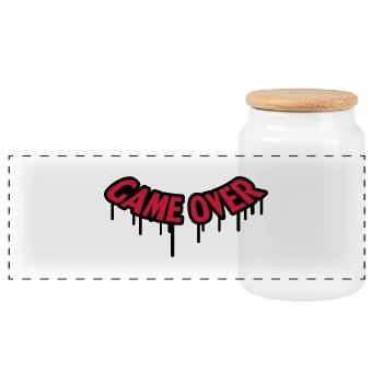 Game Over Graffiti - Panoramic Cookie Jar with Wooden Lid - white - Front