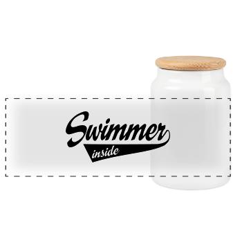 swimmerinside - Panoramic Cookie Jar with Wooden Lid - white - Front