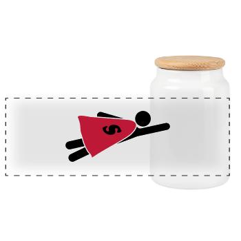 Super Hero - Boîte à biscuits avec couvercle en bois - blanc - Devant