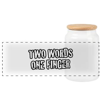 BP Two Words One Finger 1c - Panorama Keksdose mit Holzdeckel - Weiß - Vorne