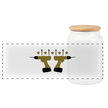Handyman Logo - Panoramic Cookie Jar with Wooden Lid - white - Front