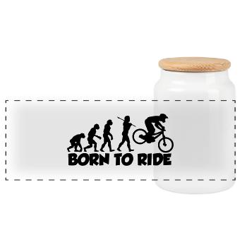 mtb evolution downhill born to ride - Panorama Keksdose mit Holzdeckel - Weiß - Vorne