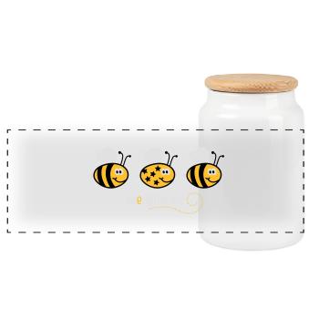 Be different - be yourself - Biene - Bee - 3C - Panorama Keksdose mit Holzdeckel - Weiß - Vorne
