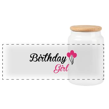Birthday Girl - Panorama Keksdose mit Holzdeckel - Weiß - Vorne