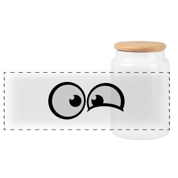 Yeux bandes dessinées anxieux - Boîte à biscuits avec couvercle en bois - blanc - Devant