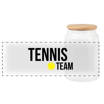 tennis_team - Panorama Keksdose mit Holzdeckel - Weiß - Vorne
