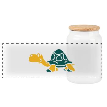 Old small cartoon turtle - Panoramic Cookie Jar with Wooden Lid - white - Front