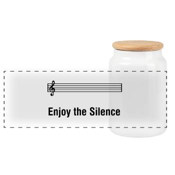 Enjoy The Silence - Funny musician humor - Panoramic Cookie Jar with Wooden Lid - white - Front