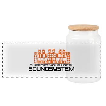 support your local soundsystem - Boîte à biscuits avec couvercle en bois - blanc - Devant