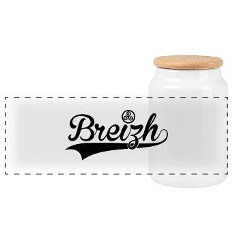 Bretagne - Breizh - Boîte à biscuits avec couvercle en bois - blanc - Devant