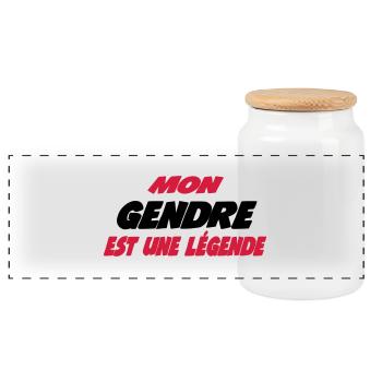 Mon gendre est une légende - Panoramic Cookie Jar with Wooden Lid - white - Front