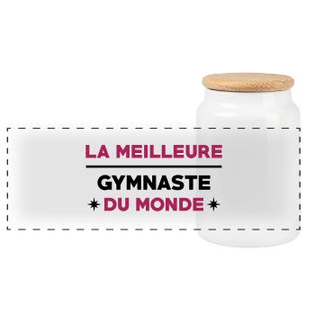 Gymnastique / Gym / Gymnaste / Fitness / GRS - Boîte à biscuits avec couvercle en bois - blanc - Devant