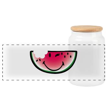 Smiley Watermelon - Panorama Keksdose mit Holzdeckel - Weiß - Vorne