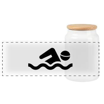 swimming - Panoramic Cookie Jar with Wooden Lid - white - Front
