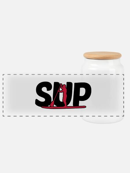 live love SUP - Stand up Paddeling - Wassersport - Panorama Keksdose mit Holzdeckel - Weiß