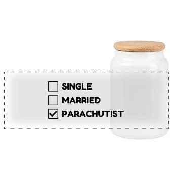 Skydiving Skydiver Fallschirmspringen Parachutisme - Panoramic Cookie Jar with Wooden Lid - white - Front