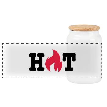 hot - Panoramic Cookie Jar with Wooden Lid - white - Front