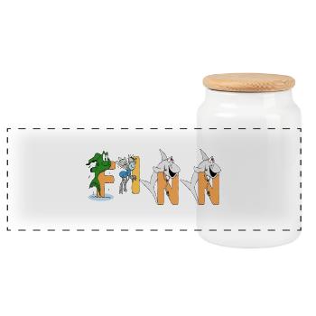 Finn - Boîte à biscuits avec couvercle en bois - blanc - Devant