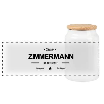 Bester Zimmermann - Panorama Keksdose mit Holzdeckel - Weiß - Vorne