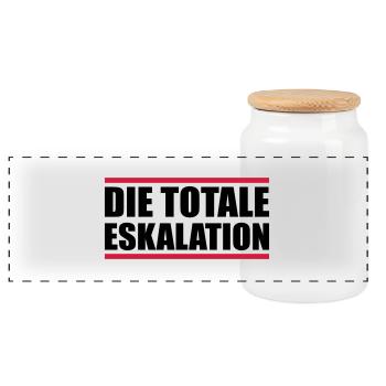 die totale eskalation - Panorama Keksdose mit Holzdeckel - Weiß - Vorne