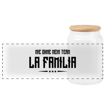 la familia nie ohne mein team - Panorama Keksdose mit Holzdeckel - Weiß - Vorne