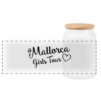 mallorca girls tour herz - Panorama Keksdose mit Holzdeckel - Weiß - Vorne