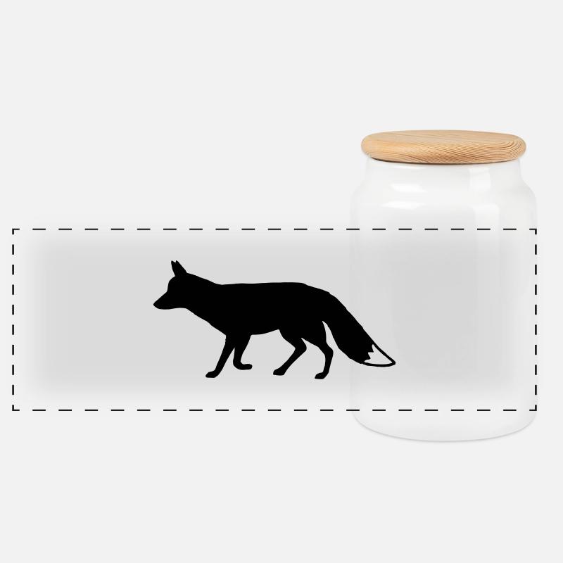 Fuchs-Silhouette - Panorama Keksdose mit Holzdeckel - Weiß