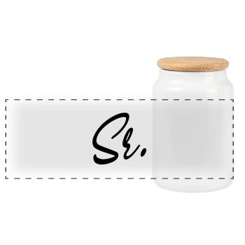 Sr. Engagement Gift Groom To Be Wedding Party - Panoramic Cookie Jar with Wooden Lid - white - Front