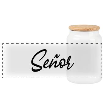Señor Engagement Groom To Be Wedding Party - Panoramic Cookie Jar with Wooden Lid - white - Front