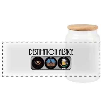 Destination Alsace BCB #tshirtalsace - Panoramic Cookie Jar with Wooden Lid - white - Front