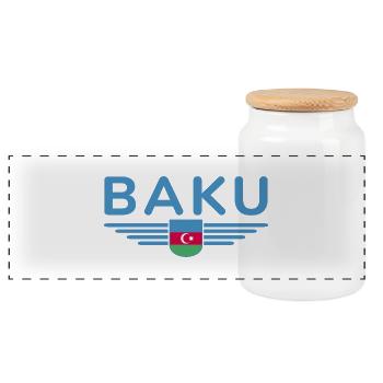 T-Shirt Bakou – Pour les fans de la capitale - Boîte à biscuits avec couvercle en bois - blanc - Devant