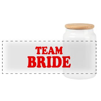 Team bride - Panoramic Cookie Jar with Wooden Lid - white - Front