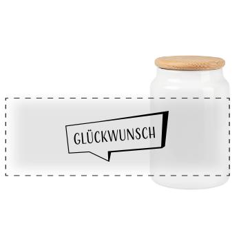 Glueckwunsch - Panorama Keksdose mit Holzdeckel - Weiß - Vorne