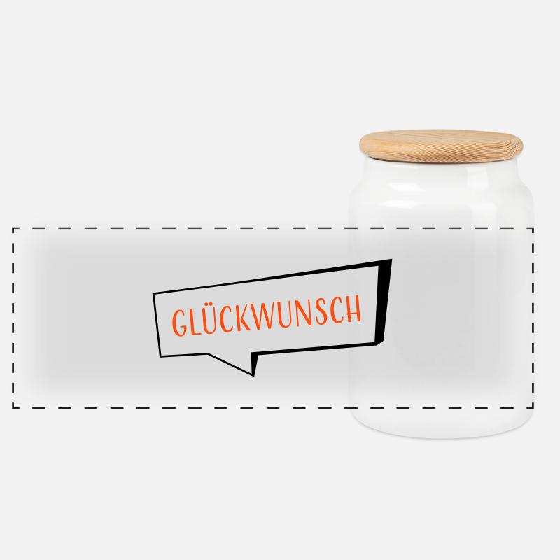 Glueckwunsch zweifarbig - Panorama Keksdose mit Holzdeckel - Weiß