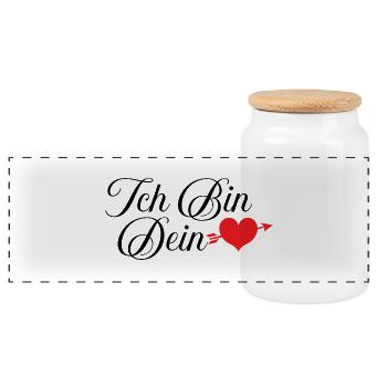 Ich bin dein Herz - Panorama Keksdose mit Holzdeckel - Weiß - Vorne