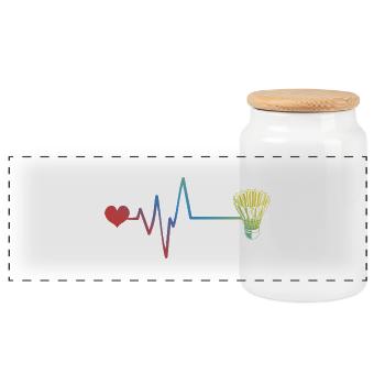 badminton pulse heartbeat sport - Boîte à biscuits avec couvercle en bois - blanc - Devant