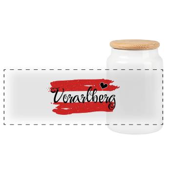 Drapeau Autriche Vorarlberg - Boîte à biscuits avec couvercle en bois - blanc - Devant
