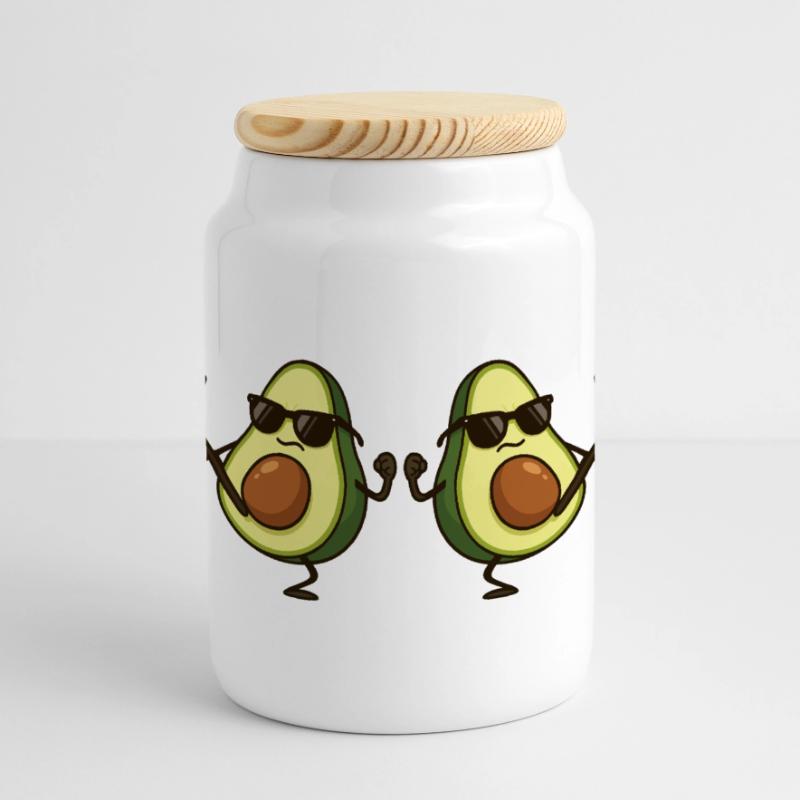 avocado karate 2 Panorama Keksdose mit Holzdeckel