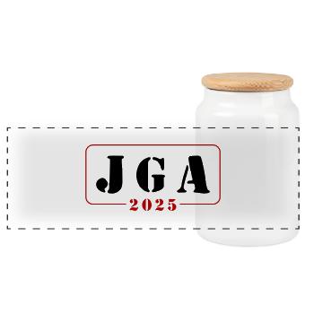 Jga 2025 Junggesellenabschied - Panorama Keksdose mit Holzdeckel - Weiß - Vorne