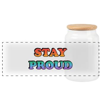 Stay Proud Rainbow Text - Panorama Keksdose mit Holzdeckel - Weiß - Vorne