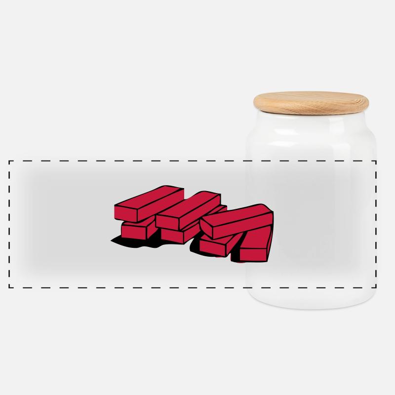brick, construction, maison, paroi, des briques, - Boîte à biscuits avec couvercle en bois - blanc