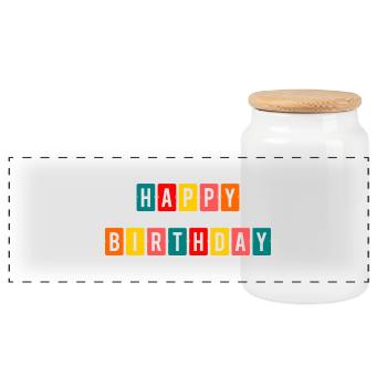 ALLES GUTE ZUM GEBURTSTAG. ALLES GUTE ZUM GEBURTSTAG. JAHRESTAG. - Panorama Keksdose mit Holzdeckel - Weiß - Vorne