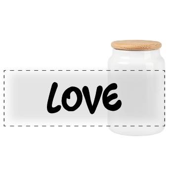 I LOVE YOU. JUST MARRIED. Bachelorette party. VALENTINE'S DAY - Panoramic Cookie Jar with Wooden Lid - white - Front